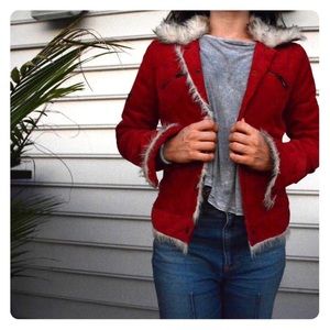 • Rare VINTAGE Faux Fur Lined Corduroy Jacket •